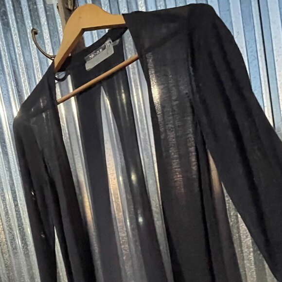 Women's Size Small NIC+ZOE Lightweight Black Flowy Cardigan with Sheer Back - Picture 10 of 16
